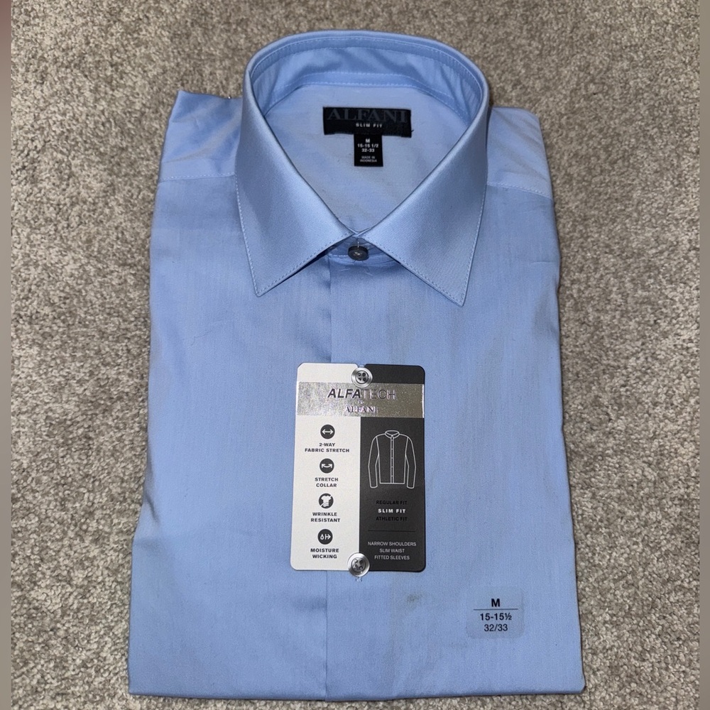 NWT Alfani Men's Light Blue Dress Shirt